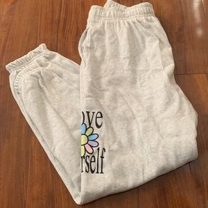 white sweatpants